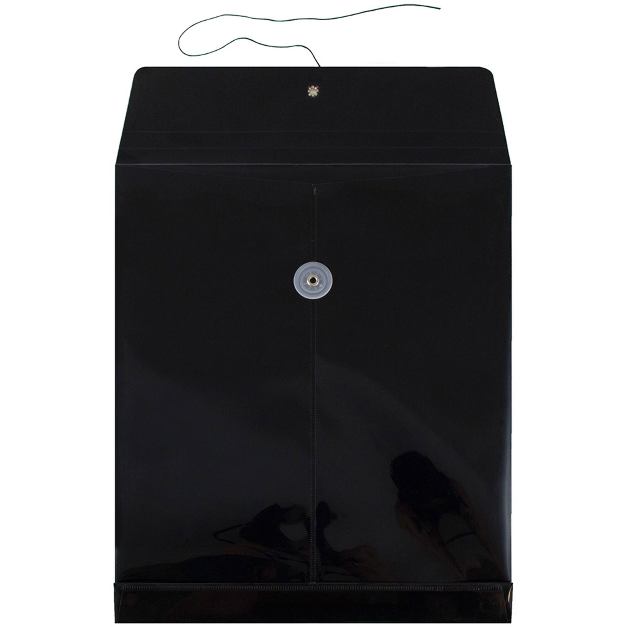 JAM Paper Letter Size Plastic Envelopes with Button & String Tie Closure